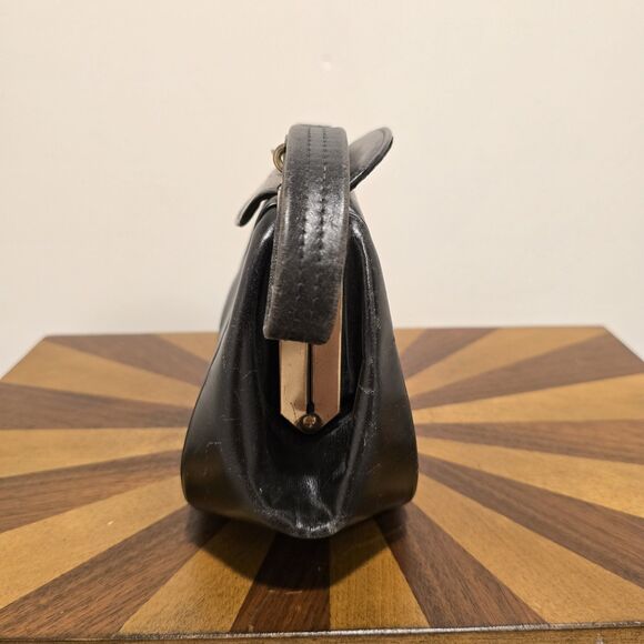 True Vintage 50s Roth-Made Mini Evening Bag Purse Black Calf Leather Chic READ - Picture 5 of 14